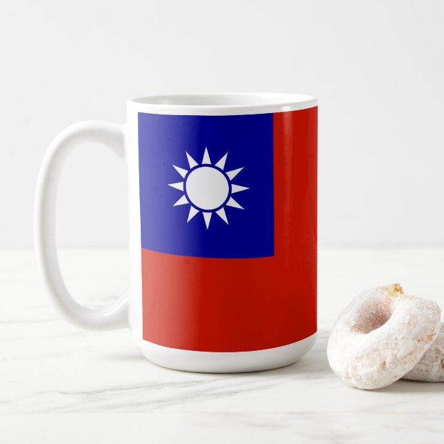 Caneca De Café Bandeira de Taiwan (Com Donut)