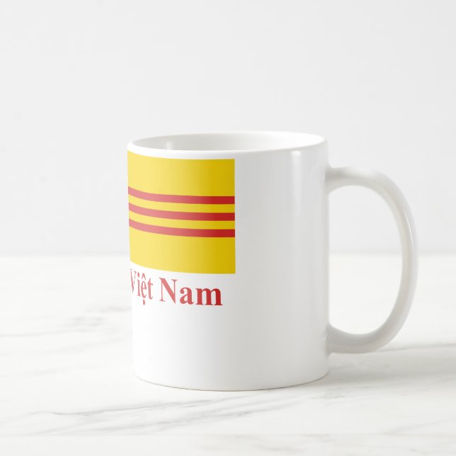 Caneca De Café Bandeira de Vietnam sul com nome no vietnamita (Direita)