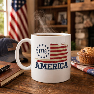 Caneca De Café Bandeira Distinta Vintage 1776 América