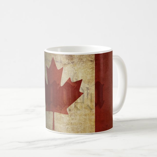 Caneca De Café Bandeira do Canadá / Grunge... (Frente Esquerda)