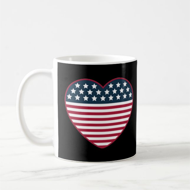 Caneca De Café Bandeira do Coração Americano (Esquerda)