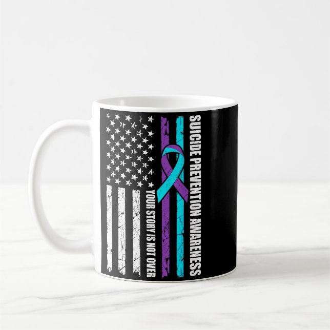 Caneca De Café Bandeira do Mês de Conscientização sobre Prevenção (Esquerda)
