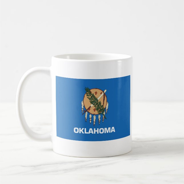Caneca De Café Bandeira do Oklahoman + Mug de Mapa (Esquerda)