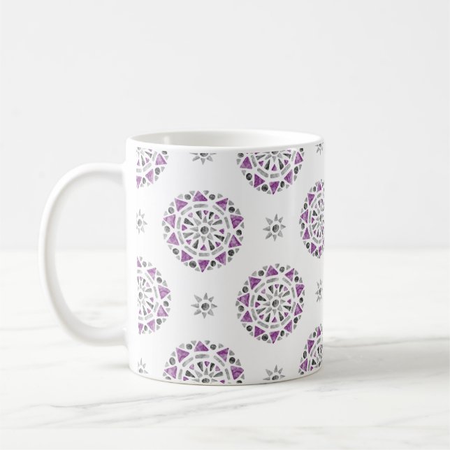 Caneca De Café Bandeira do Orgulho Asexual da Cinza Roxa Negra (Esquerda)