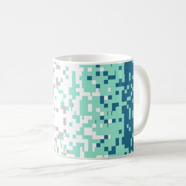 Caneca De Café Bandeira do Orgulho Frayromântico Abstrata Pixelad (Frente Esquerda)