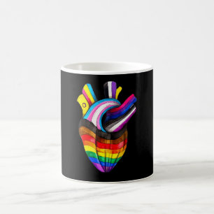 Caneca De Café Bandeira do Orgulho Gay Coração Aliado Arco-íris A
