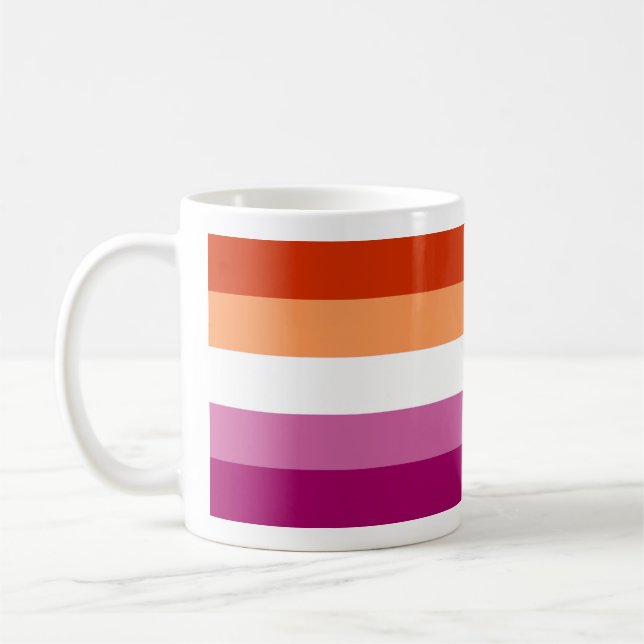 Caneca De Café Bandeira do Orgulho Lésbico (5 Listras) (Esquerda)