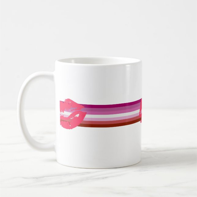 Caneca De Café Bandeira do Orgulho Lésbico de Batom (Esquerda)