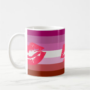 Caneca De Café Bandeira do Orgulho Lésbico de Batom