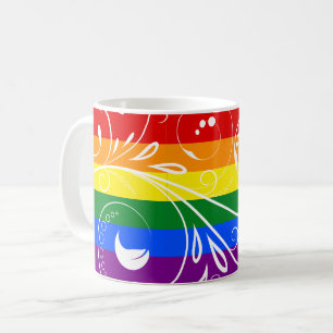 Caneca De Café Bandeira do Orgulho LGBT Blogue Floral Vintage