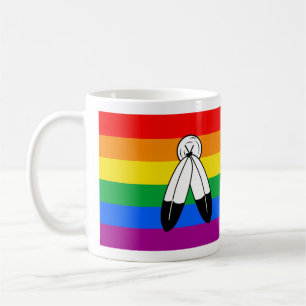 Caneca De Café Bandeira do Orgulho LGBTQ+ com Duas Espíritos