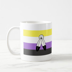 Caneca De Café Bandeira do Orgulho Não-Binário com Dois Espíri