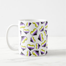 Caneca De Café Bandeira do Orgulho Não Binário Coração Café Mug