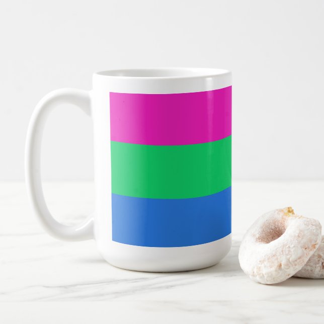 Caneca De Café Bandeira do Orgulho Polissexual (Com Donut)