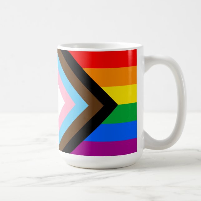 Caneca De Café Bandeira do Orgulho Progressivo LGBTQ+ (Direita)