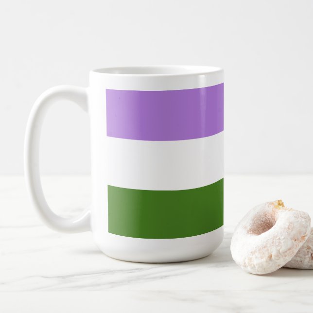 Caneca De Café Bandeira do Orgulho Queer (Com Donut)