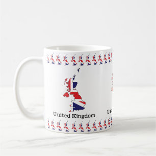 Caneca De Café Bandeira do Reino Unido Dentro do Design do Mapa -