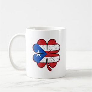 Caneca De Café Bandeira do Trevo de Porto Rico Vetor de Gravação 