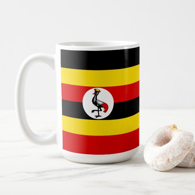Caneca De Café Bandeira do Uganda (Com Donut)