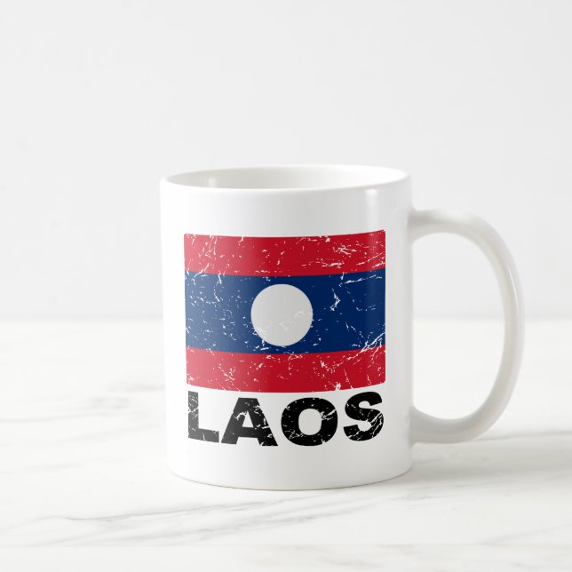 Caneca De Café Bandeira do vintage de Laos (Direita)
