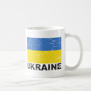 Caneca De Café Bandeira do vintage de Ucrânia
