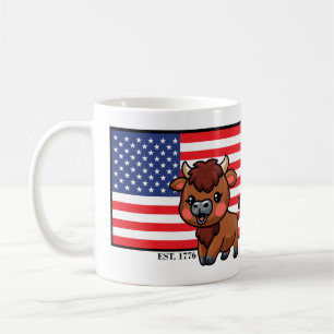 Caneca De Café Bandeira dos EUA com Bison EST 1776