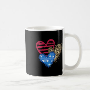 Caneca De Café Bandeira dos EUA Coração 4 de Julho Leopardo Patri
