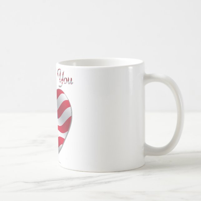 Caneca De Café Bandeira dos EUA Coração Eu Te Amo (Direita)
