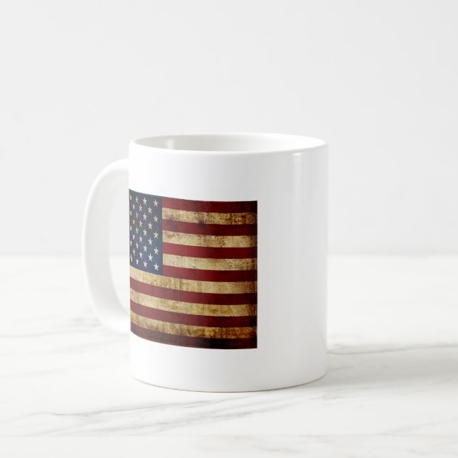 Caneca De Café Bandeira dos EUA / Grunged (Frente Esquerda)