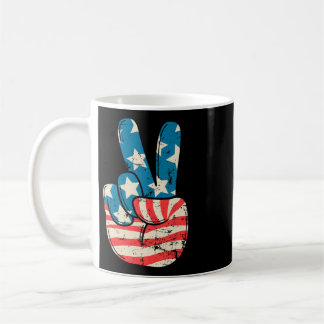 Caneca De Café Bandeira Dos EUA Sinal De Paz Mão 4 De Julho Patri
