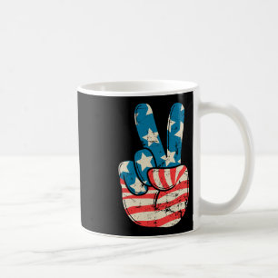 Caneca De Café Bandeira Dos EUA Sinal De Paz Mão 4 De Julho Patri