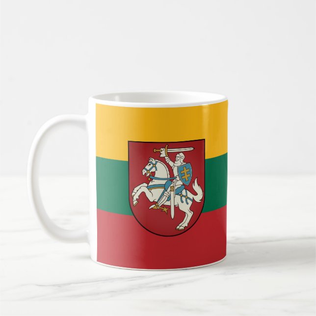 Caneca De Café Bandeira e casaco de armas da Lituânia (Esquerda)