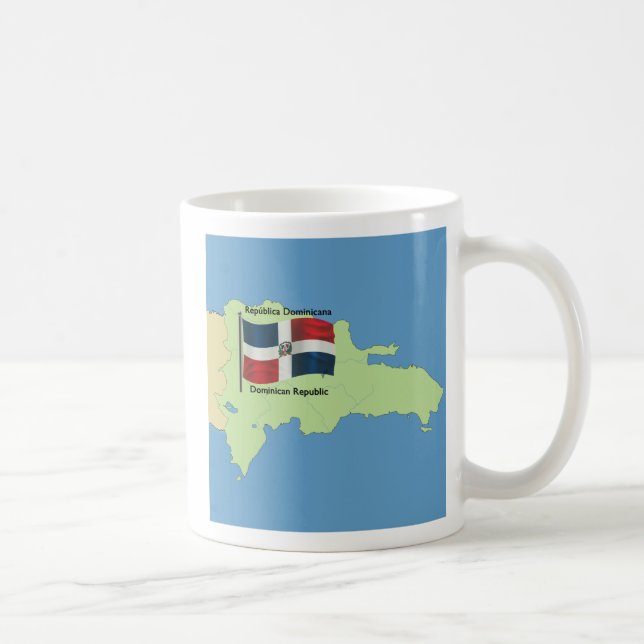 Caneca De Café Bandeira e mapa da República Dominicana (Direita)