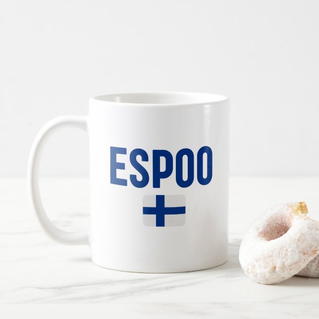 Caneca De Café Bandeira ESPOO Finlândia (Com Donut)