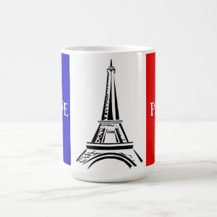 Caneca De Café Bandeira francesa e Design da Torre Eiffel