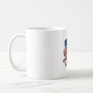 Caneca De Café Bandeira Gnome Patriota Design de Gravação Vintage