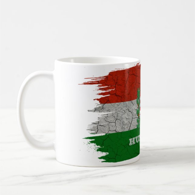 Caneca De Café Bandeira Húngara Cracking Grunge Mug (Esquerda)