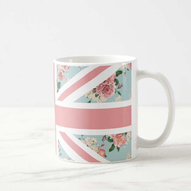 Caneca De Café Bandeira inglesa de Union Jack dos rosas (Direita)