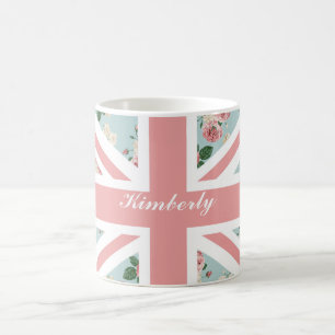 Caneca De Café Bandeira inglesa de Union Jack dos rosas
