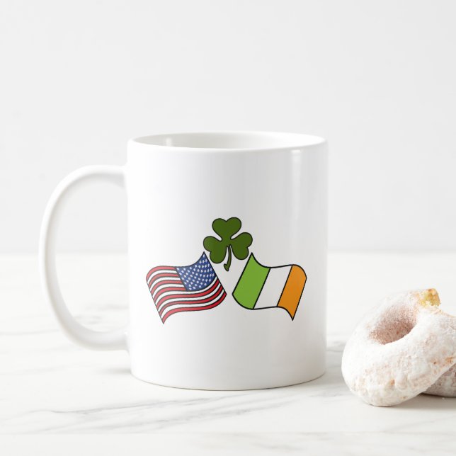 Caneca De Café Bandeira Irlandesa Americana (Com Donut)