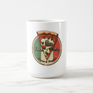 Caneca De Café Bandeira italiana com a pizza Vintage Roma & Nápol