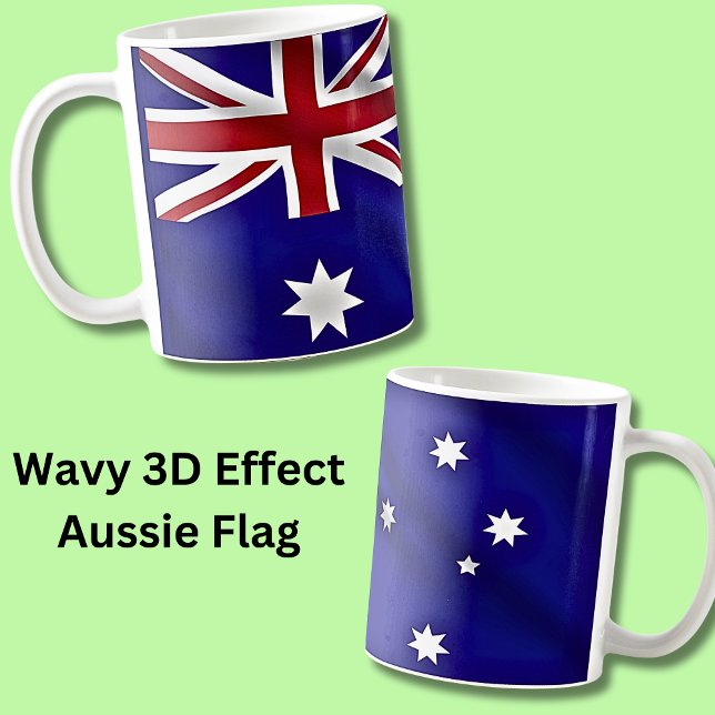 Caneca De Café Bandeira Nacional Australiana de 3D Wavy (Criador carregado)