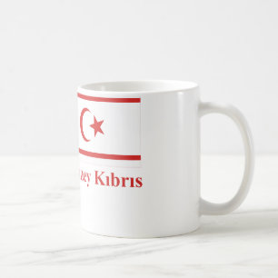 Caneca De Café Bandeira norte de Chipre com nome no turco
