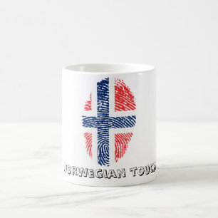 Caneca De Café Bandeira norueguesa da impressão digital do toque