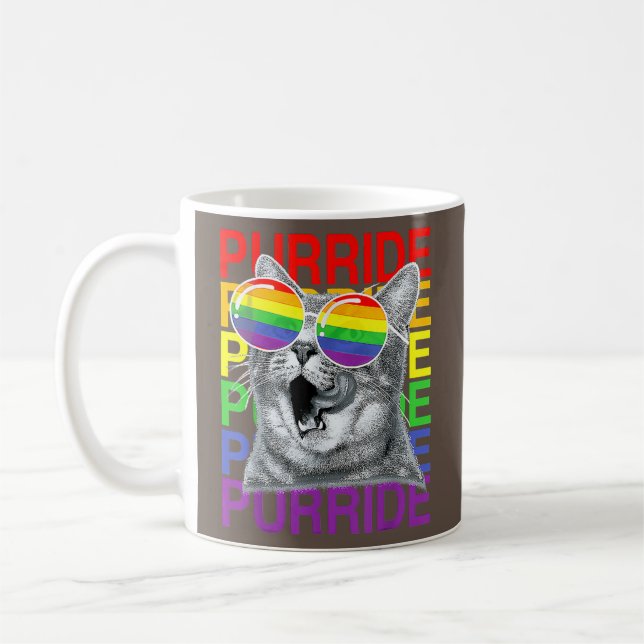 Caneca De Café Bandeira Óculos escuros LGBTQ Cute Cat Orgulho gay (Esquerda)