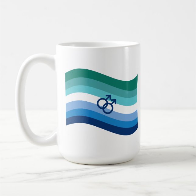 Caneca De Café Bandeira Ondulada Azul Orgulho do Amor Gay Masculi (Esquerda)