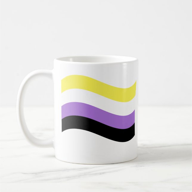 Caneca De Café Bandeira Ondulante Não Binária (Esquerda)