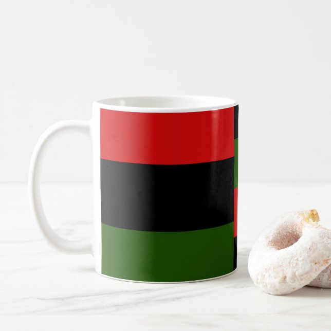 Caneca De Café Bandeira Pan-Africana (Com Donut)
