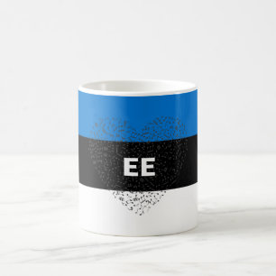 Caneca De Café Bandeira Patriótica da Estônia com coração mus