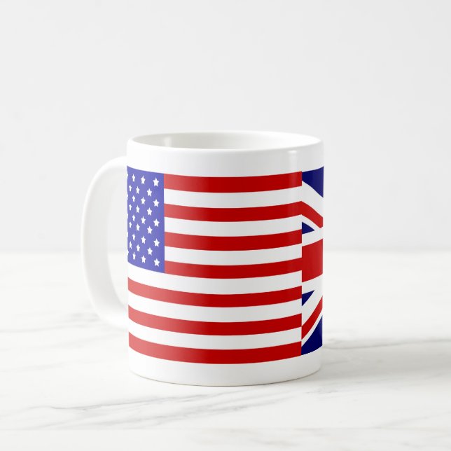 Caneca De Café Bandeira Personalizável dos Estados Unidos e Bande (Frente Esquerda)